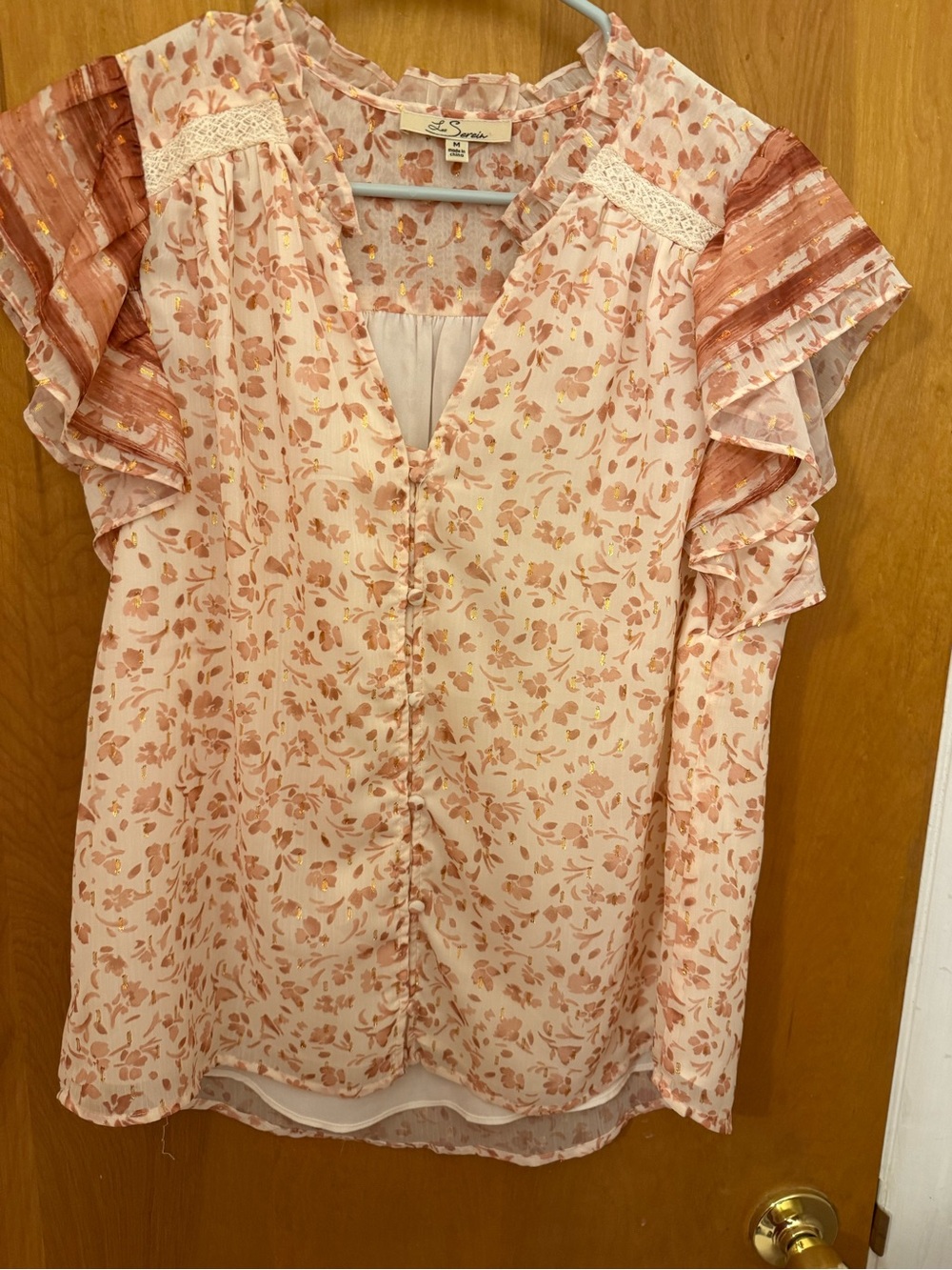 Joie Floral Flutter Sleeve Blouse - Blush Pinkby Les Serein Stitch Fix